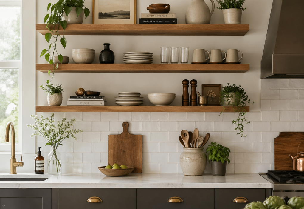 Open Kitchen Shelves Organization Ideas