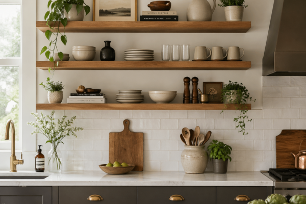 Open Kitchen Shelves Organization Ideas