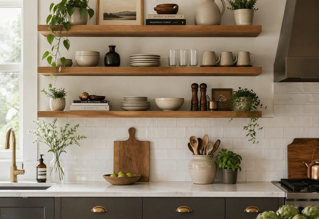 Open Kitchen Shelves Organization Ideas